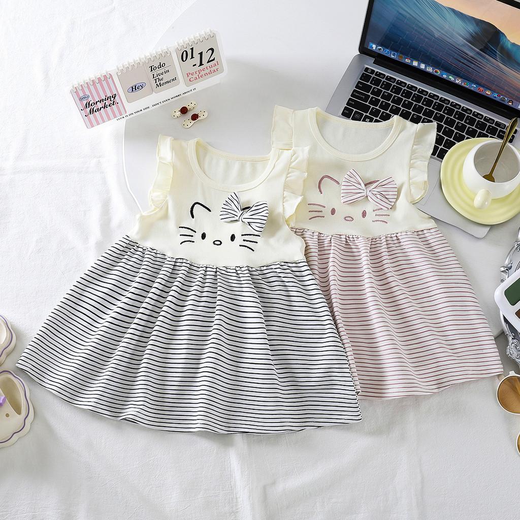 Childrens Cartoon Print Summer Dress With Cotton Material For Girl Teenagers