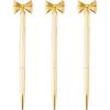 3 Pieces Bow Decoration Twist Metal Ballpoint Pen Ball Pen 1.0 MM Black Ink