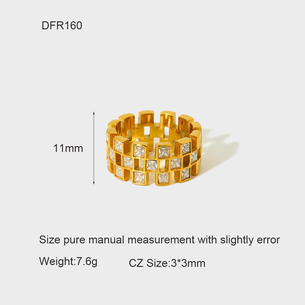 18K Gold Plated Zircon Geometric Multi-layer Spiral Ring for Women - Waterproof Stainless Steel with Rhinestones