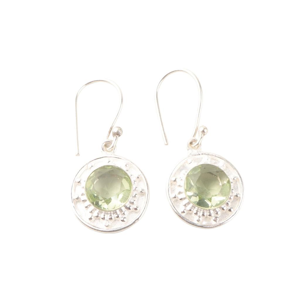 Natural Green Amethyst 925 Sterling Silver Handmade Fashionable Earrings 1.5" EE-153-14