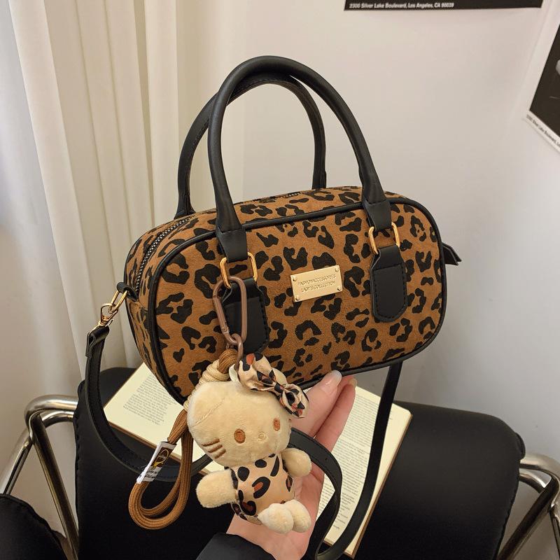 Geantă de bowling cu imprimeu leopard, Geantă pătrată mică portabilă de damă, Geantă de umăr versatilă de valoare ridicată