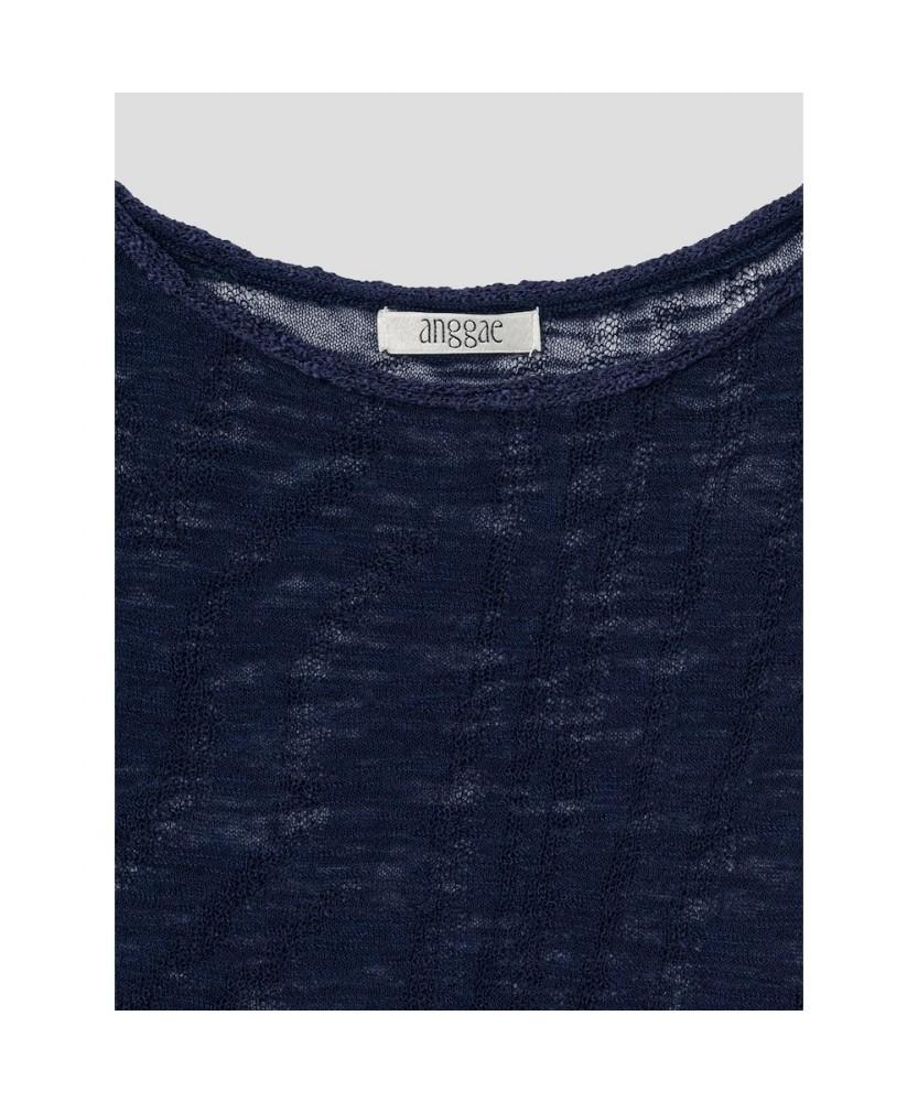 Anggae Wave Knit Top Navy