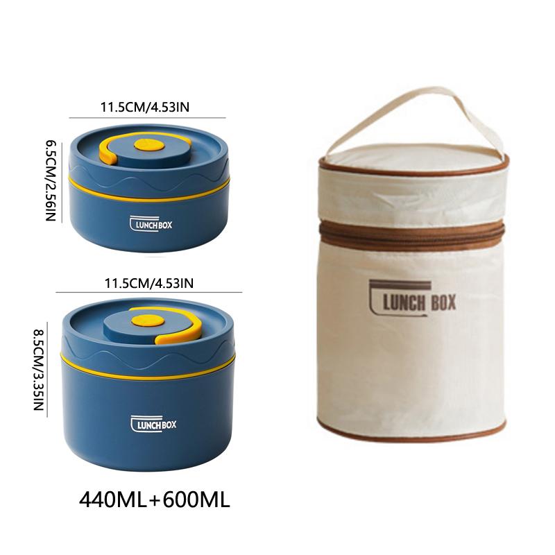 304 Stainless Steel Insulated Lunch Box with Storage Bag Portable Double-layer Covered Lunch Box Office Student Sealed Lunch Box