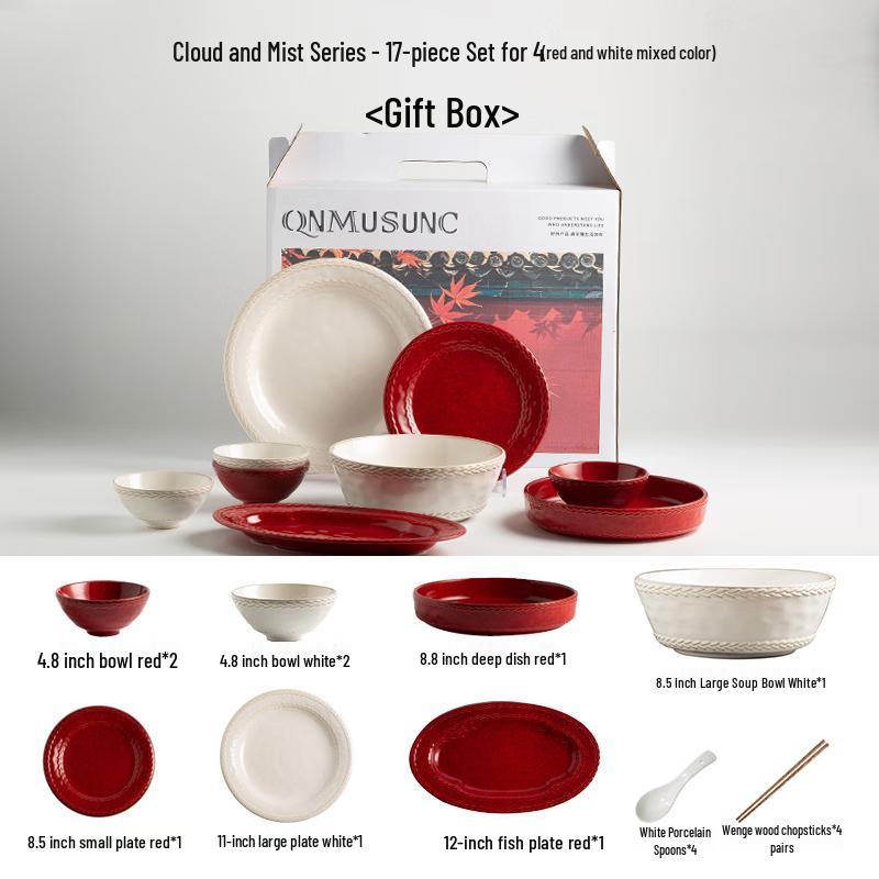 Bumanchun Vintage Underglaze Enamel Dinnerware Set