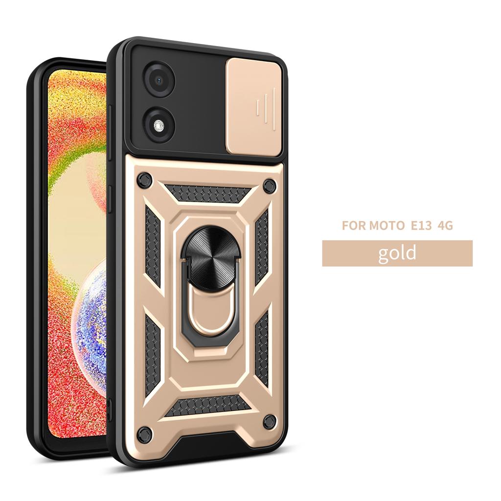 Para Capa Motorola E13 Moto E20 E30 E40 E22 i E14 E15 Capa Suporte com Anel Magnético Capa de Celular Blindada Protetor de Câmera Deslizante Capa Traseira