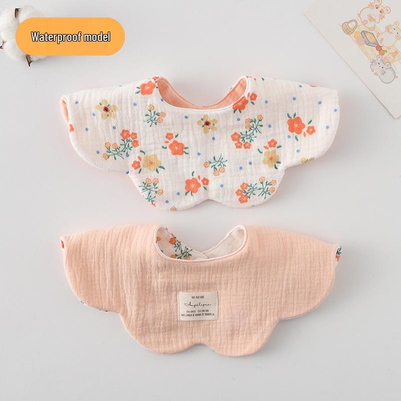 Dwustronny, wodoodporny śliniaczek dla niemowląt w stylu koreańskim z płatkami, wykonany w 100% z gazy bawełnianej