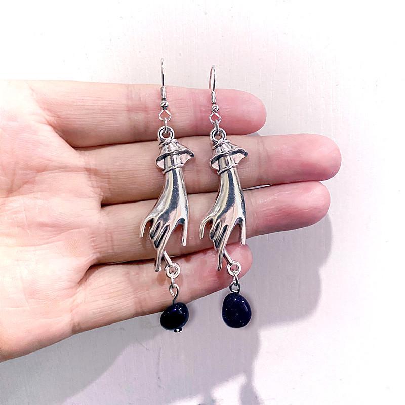 Trendy Crystal Tassel Star Earrings - Punk Style Ear Hook Jewelry