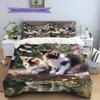 Calico Cat and Fresh Flowers Pattern Bedding Home Decoration Birthday Gift (1 * Duvet Cover + 2 * Pillowcase, Without Core)