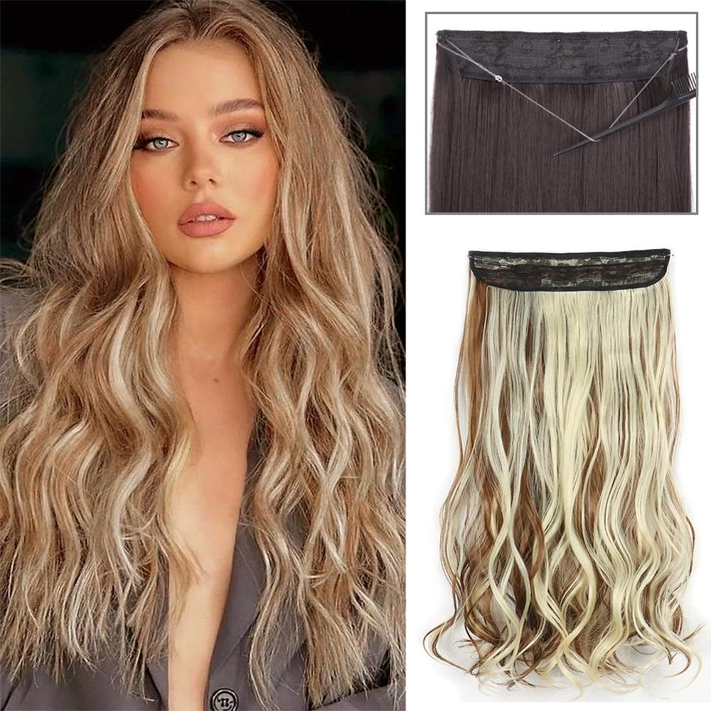 MISSQUEEN Păr Sintetic Lung Ondulat cu Fir Invizibil Fără Extensii cu Clips Păr Natural Secret Ascuns Piesă de Păr Falsă Extensii Pentru Femei Uz Zilnic