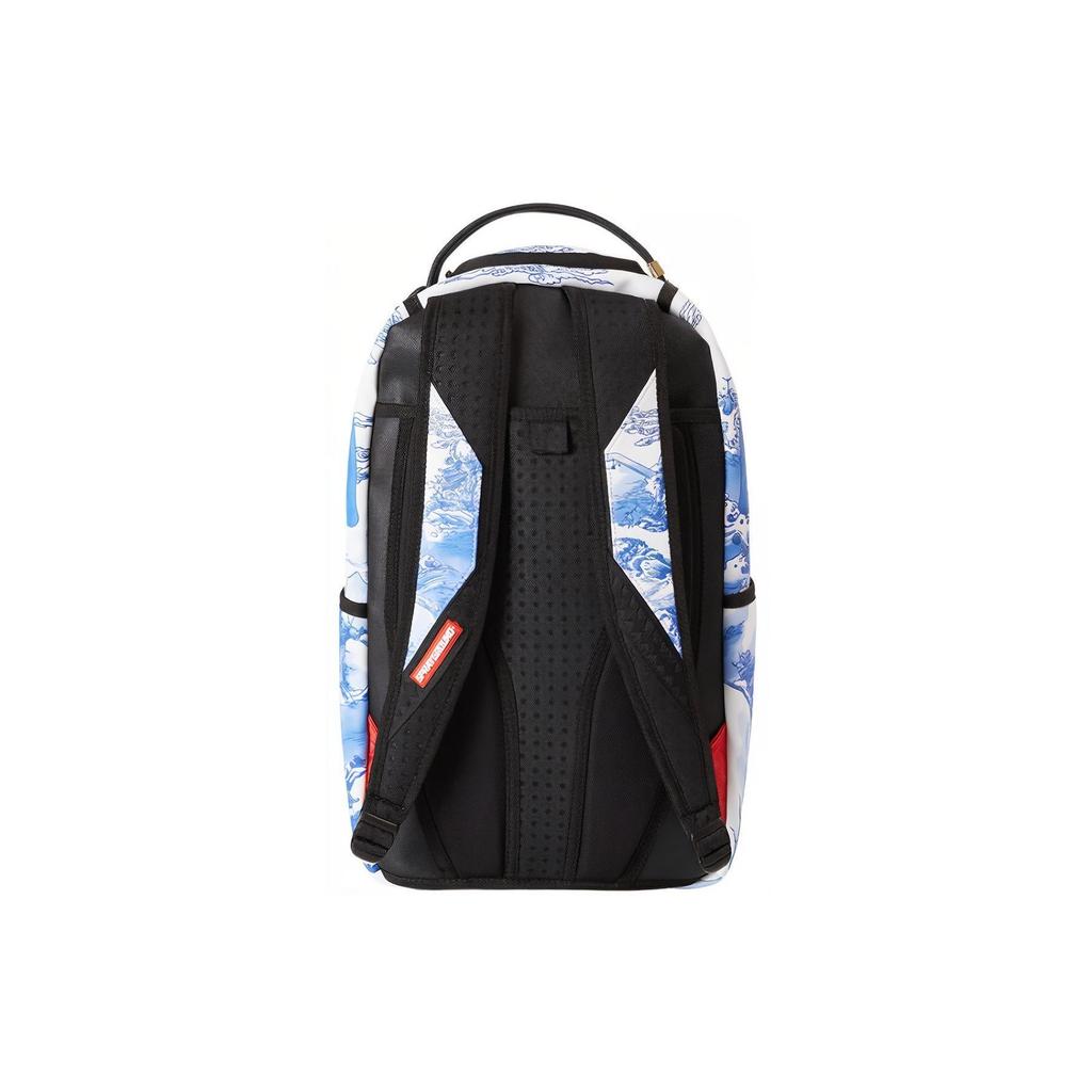 Sprayground X Metropolitan Museum Of Art Collaboration Shark Logo Blue And White Oil Painting Backpack Unisex Backpack Light-Blue W1045739