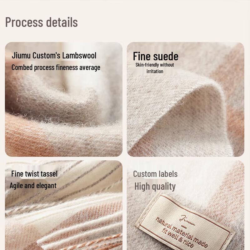 JIUMU Women's Wool Plaid Knitted Scarf & Shawl