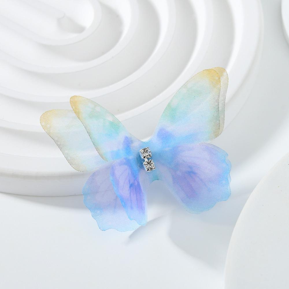 

3D Органза Ткань Аппликации Бабочки Градиентный Цвет Одежда Швейная Нашивка Свадебные Аксессуары для Волос синий