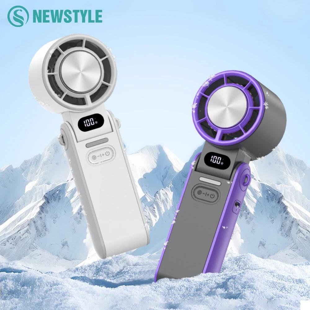 Mini Handheld Turbo Cooling Fan High-speed Cold Air SB Rechargeable Cold Compress Fan Foldable Portables Desktop Fan
