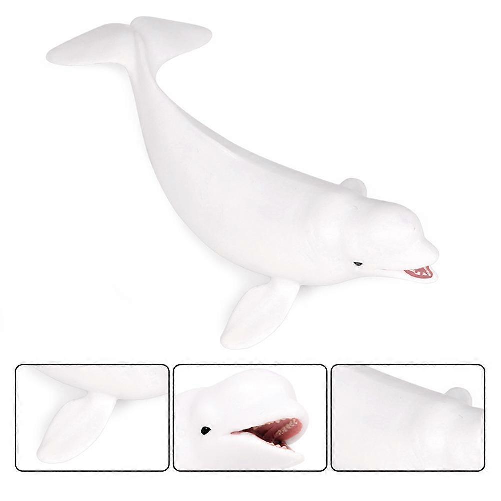Simulated Sea Animal White Whale Model Plastic Ocean Animal Decoration Educational Toy for Home Decor Children 1Pack