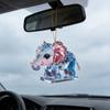 Auto Hanger met Lanyard Sprankelende Strass Steentjes 2D Acryl Olifant Ontwerp Kleurverloop Mini Acryl Ornament Sleutel Bureau Decoratie