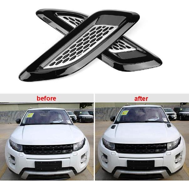 Car Exterior Outlet Wing Trim Grille Side Scoop Hood Cover Exterior Hood Air Vent Outlet Wing Trim Cover Intake Scoop Turbo Bonnet Vent Decor for