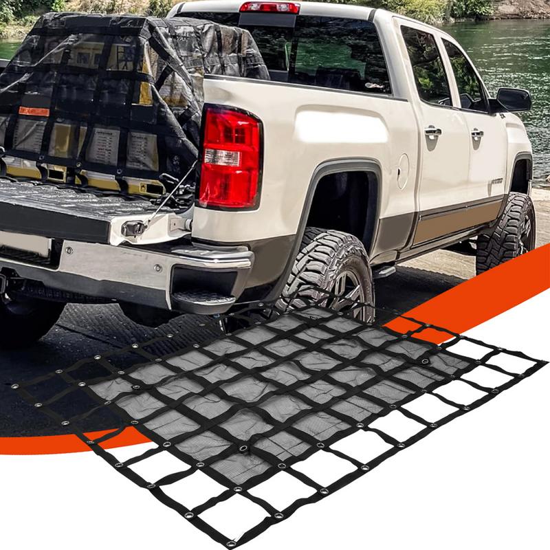 Truck Bed Mesh Cargo Net Heavy Duty Storage Mesh Truck Bed Mesh Organizer Adjustable Stretchable Pickup Mesh Net For Luggage &