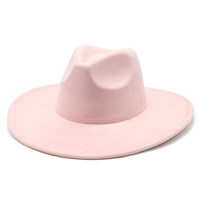 Unisex Suede Wide Brim Fedora Hat Ethnic Style Gentle Hat