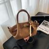 Hot Selling Autumn and Winter New Women's Zipper Suede Leopard Print Bag, Single Shoulder Solid Color PU Tote Bag
