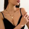 3-Piece Imitation Turquoise Sunflower Necklace Set, Trendy Retro Fashion with Dress Accessories