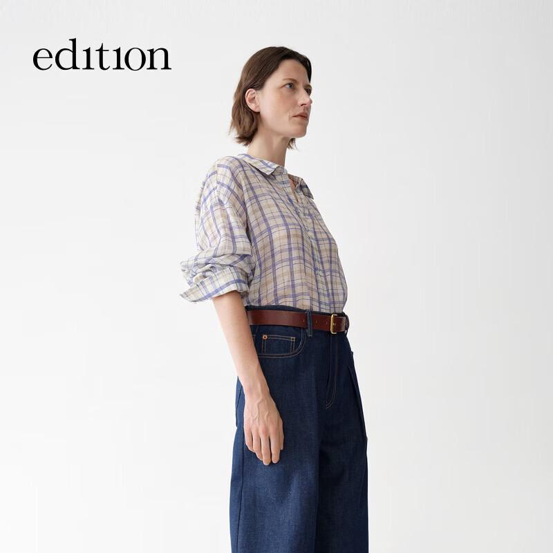 Edition Boho Plaid Ramie Long-Sleeve Shirt