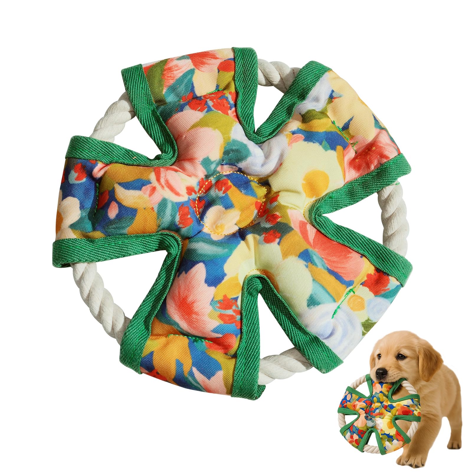 

GHOSTCAT Игрушка для собак Фрисби Ткань Хлопок Лен Веревка Прочная Небьющаяся Игрушка для чистки зубов Мягкая Обучающая игрушка Подходит для собак от маленьких до крупных Игрушка для собак