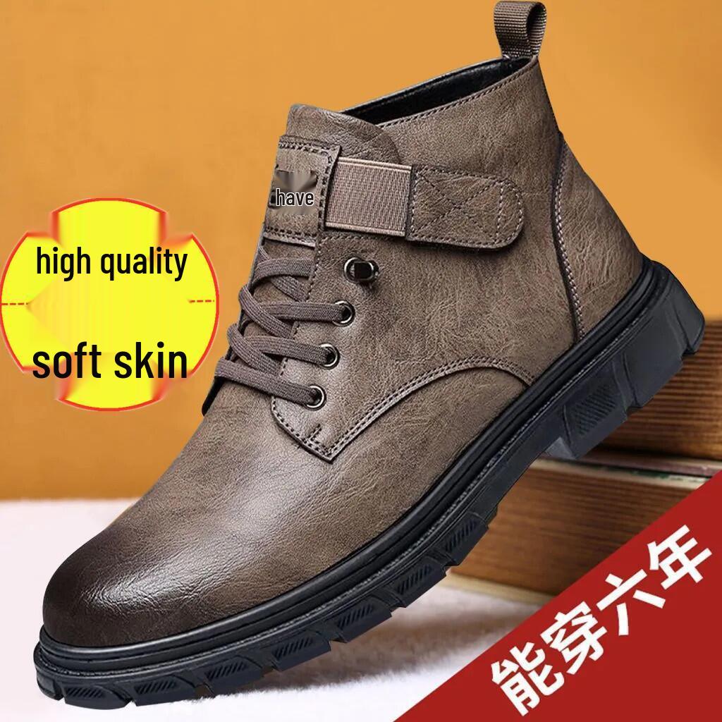 

Мужские ботинки Мартина из натуральной мягкой кожи на флисовой подкладке, высокие, теплые, хлопковые 42