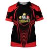 Fashion Billiards Team 3D Print T-shirt For Men Regular Lines Design Round Neck Short Sleeve T Shirts Casual Sports Game Tee