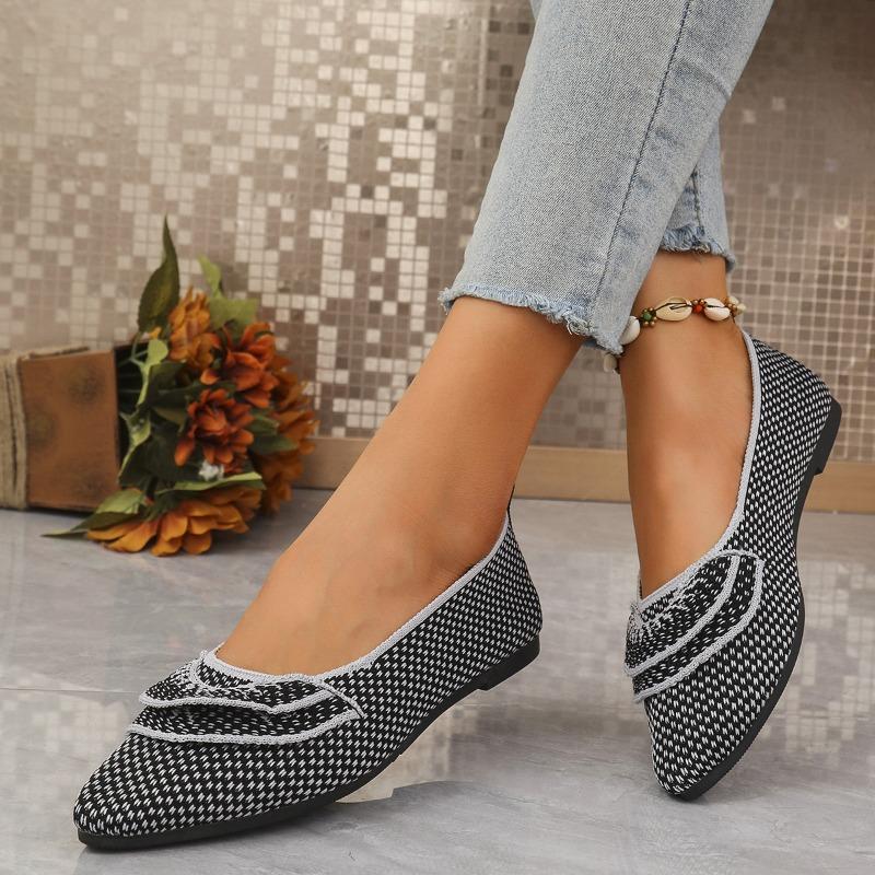 N Nü Spring/Summer New Pointed Toe Flat Single Shoes Large Size Fashion Flying Weaving One Step Casual Women's Shoes