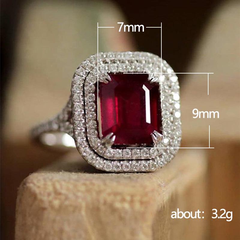 Cao Shi Sparkling Square Princess Ring - Elegant Engagement Proposal Ring for Women, European & American Fashion.