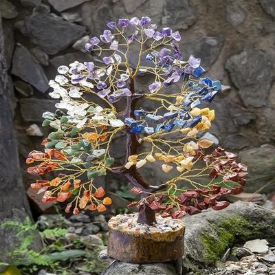 Money Tree Feng Shui Bonsai Energy Generator Attract Good Luck Chakra Balancing Spiritual Reiki Crystal Healing Enhancement Home Decor Golden Wire