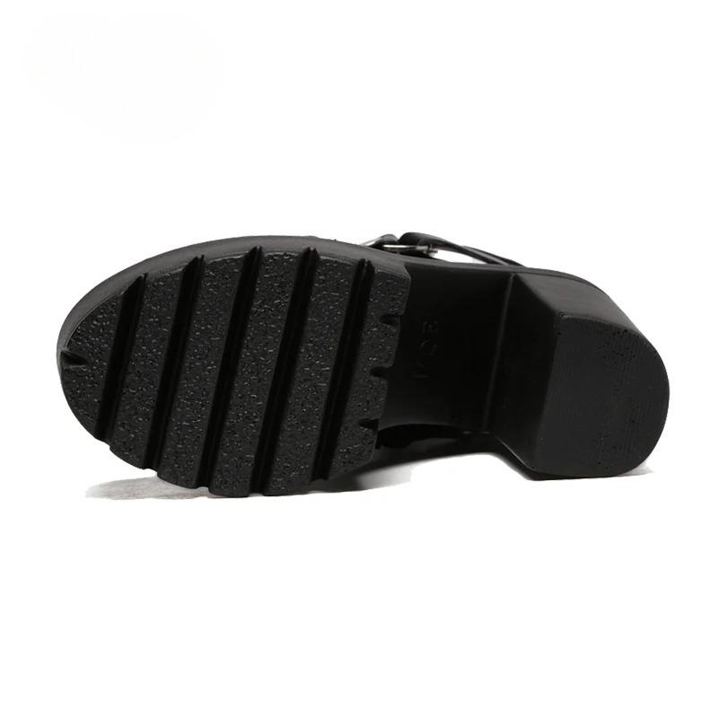 Fashion Black Boots Women Heel Spring Autumn Lace-Up Soft Leather Platform Shoes Woman Party Ankle Boots High Heels Punk