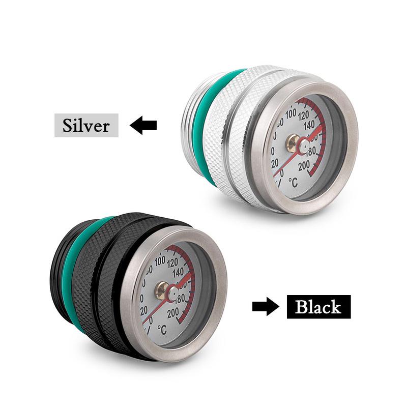 M30×1.5 Fuel Tank Cap Oil Temp Gauge 0-200°C Pointer Dial Meter for Motorcycle Black Silver BX103093