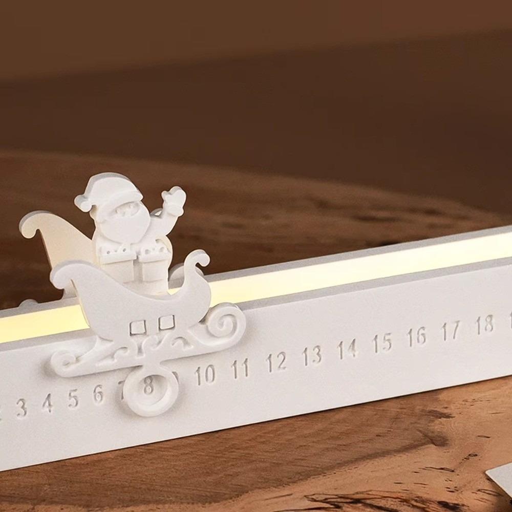 Rectangle Silicone Christmas Countdown Silicone Mold Light Silhouette Digital Number Santa Claus Silhouette Mold Cement Mold