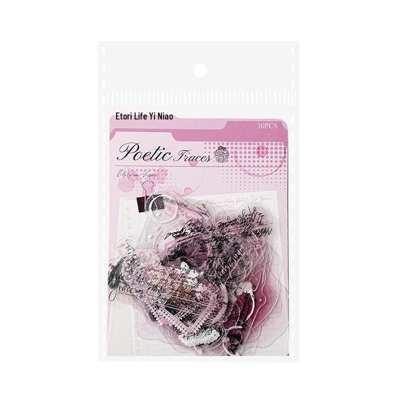 Yi Niao Ink Mark Retro PET Stickers – 6 Styles for Journals & Collages