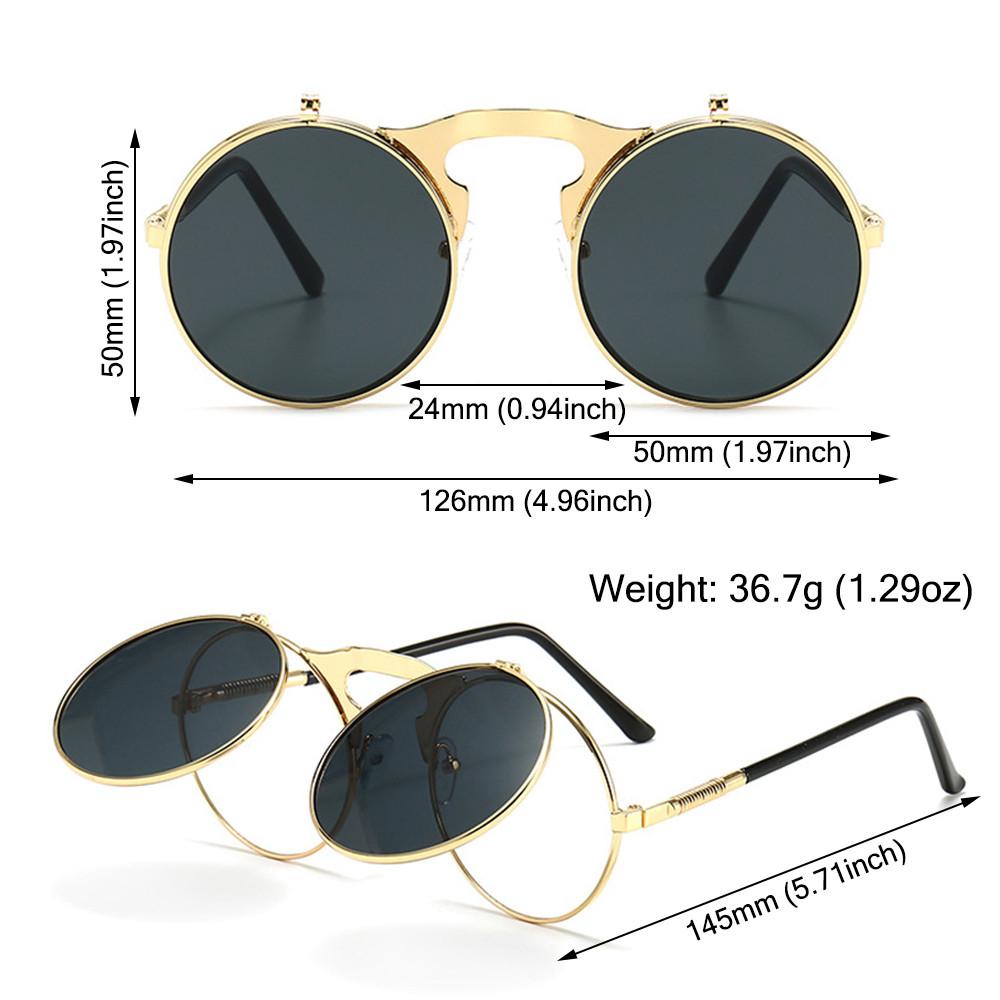 Круглые очки в стиле ретро 90-х в стиле стимпанк с откидной оправой — фото 3