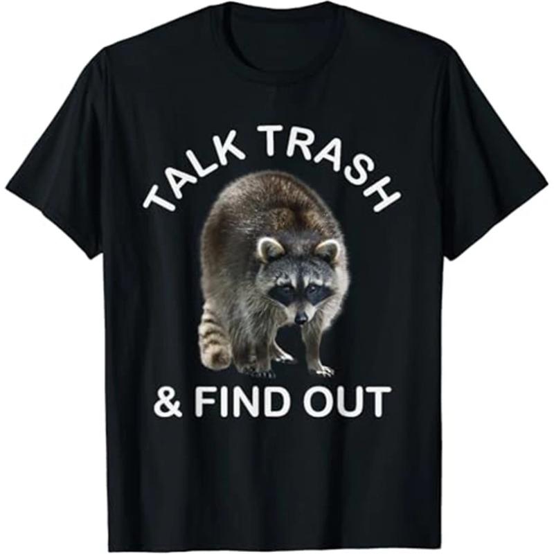Summer Round Neck 3D Cute Funny Raccoon Graphic Print Top Fashionable Casual Short Sleeved Men's T-shirts