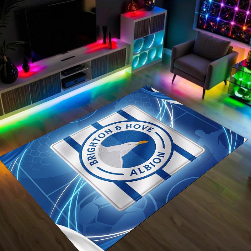 Brighton & Hove Albion Football Design Crystal Velvet Carpet Cozy Non?Slip Printed Rug For Bedroom Living Room Entrance
