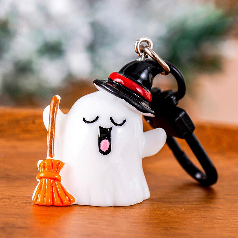 1/6Pcs Cartoon Halloween Keychain Cute Pumpkin Ghost Car Keyring Bag Earphone Cover Pendant Decoration Couple Friends Gifts