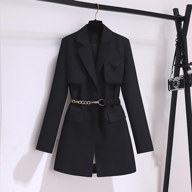 Sense Black Small Blazer Womens Autumn and Winter Clothing Latest Korean Version Comfortable Fit Everyday Long Sleeves