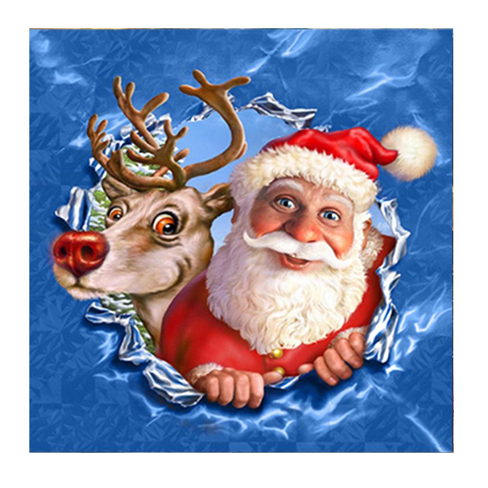 5D Diamantová malba Santa Claus Diamantová mozaika Zima Diamantová výšivka DIY Křížkový steh Domácí dekorace Vánoční dárek