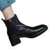 2025 autumn and winter new retro medium heel thick heel new Chinese belt buckle short boots femininity British Martin boots