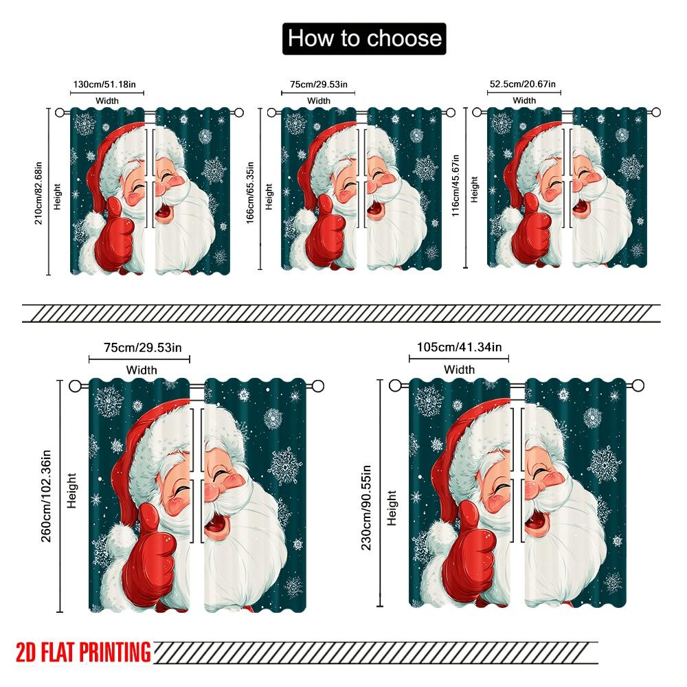 2pcs,2D Plane Printing Curtain Popular Cute Santa Claus Versatile 100% Polyester (without Rod) Decorations Inside Perfect for