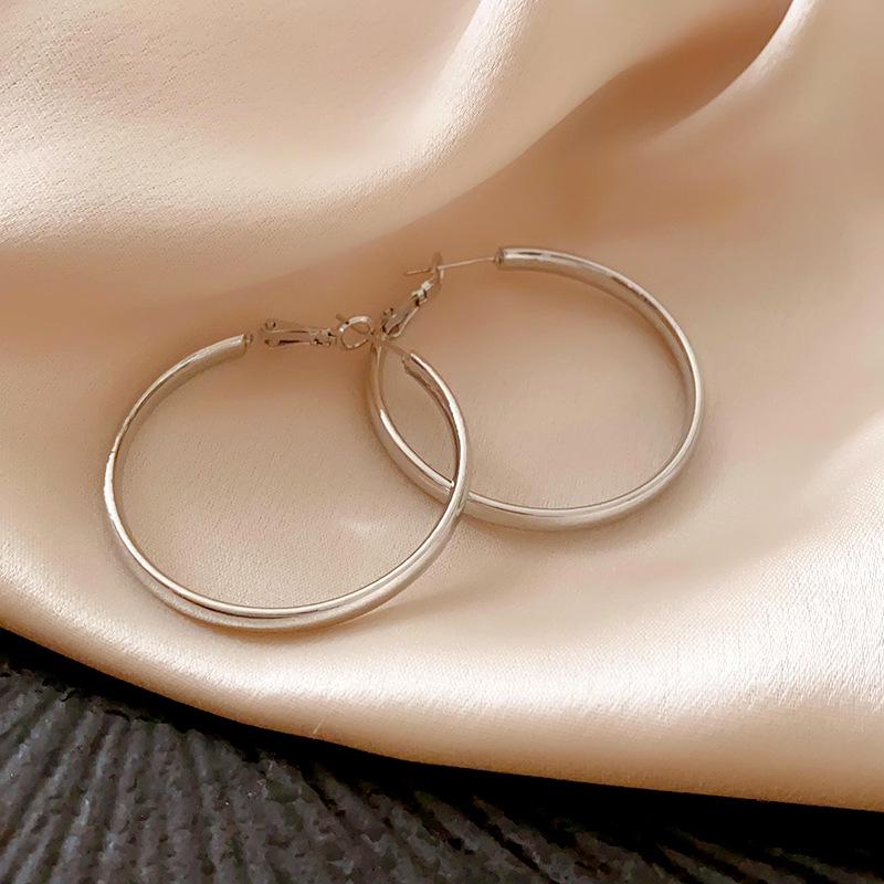 Silver Needle Geometric Hoop Earrings - High-End Fashion for Women