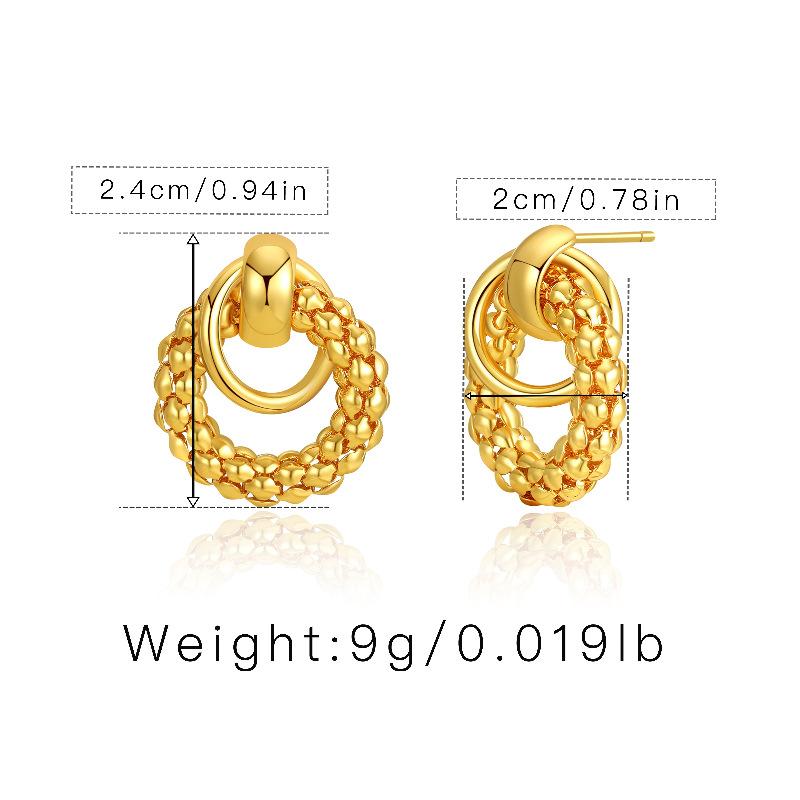 Vintage French Twisted 18k Gold Plated Hollow Circle Fashion Earrings For Women
