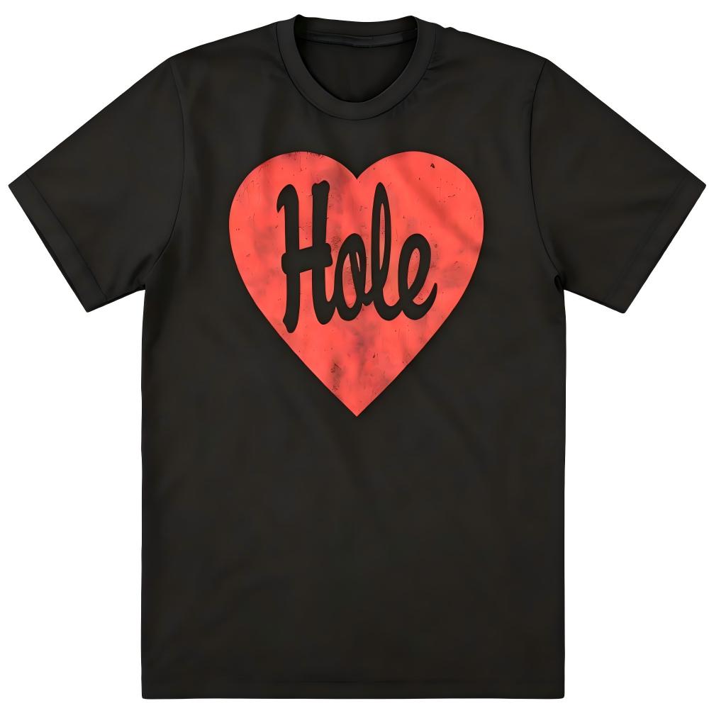 Hole Band Red Heart Vintage Graphic T-Shirt