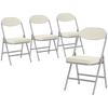 Set of Four Folding Corduroy Seat Chairs, Cream