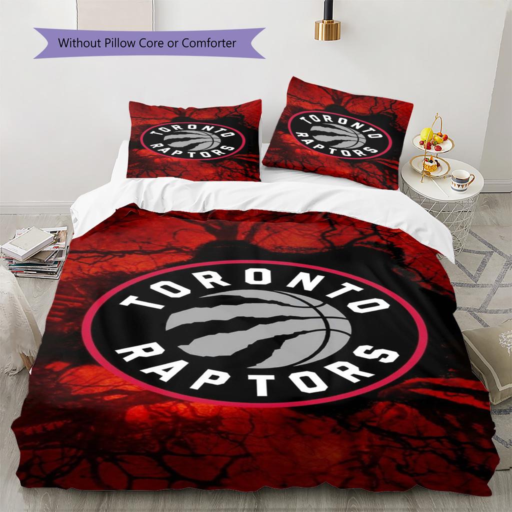 Toronto Raptors Pattern Bedding Set Quilt Cover Pillowcase Home Decor Gift (1 * Duvet Cover + 2 * Pillowcase, Without Core)