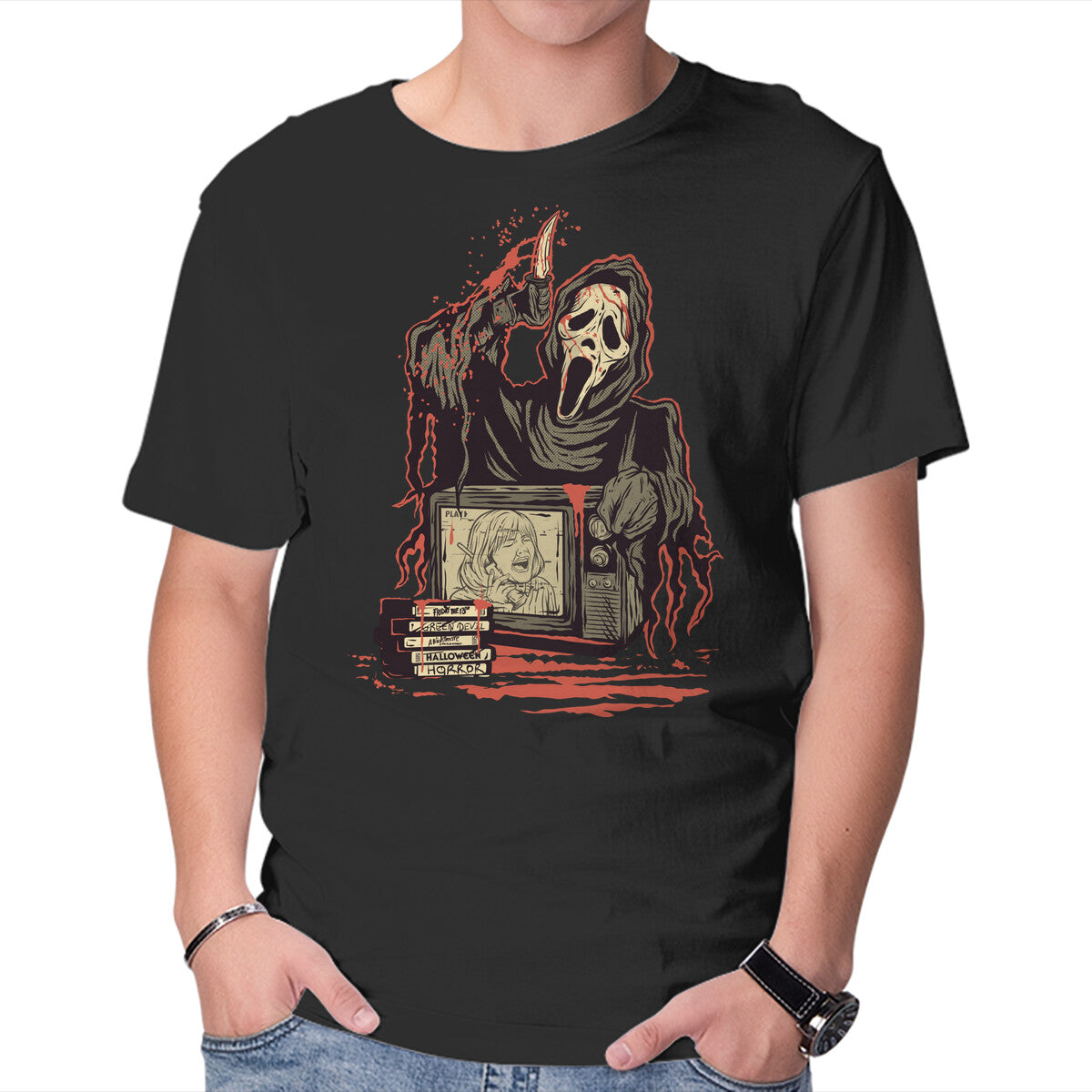 Unisex Crew Neck T-Shirt What s Your Favorite Scream Movie? Graphic Short Sleeve Casual Tee XXXXL
