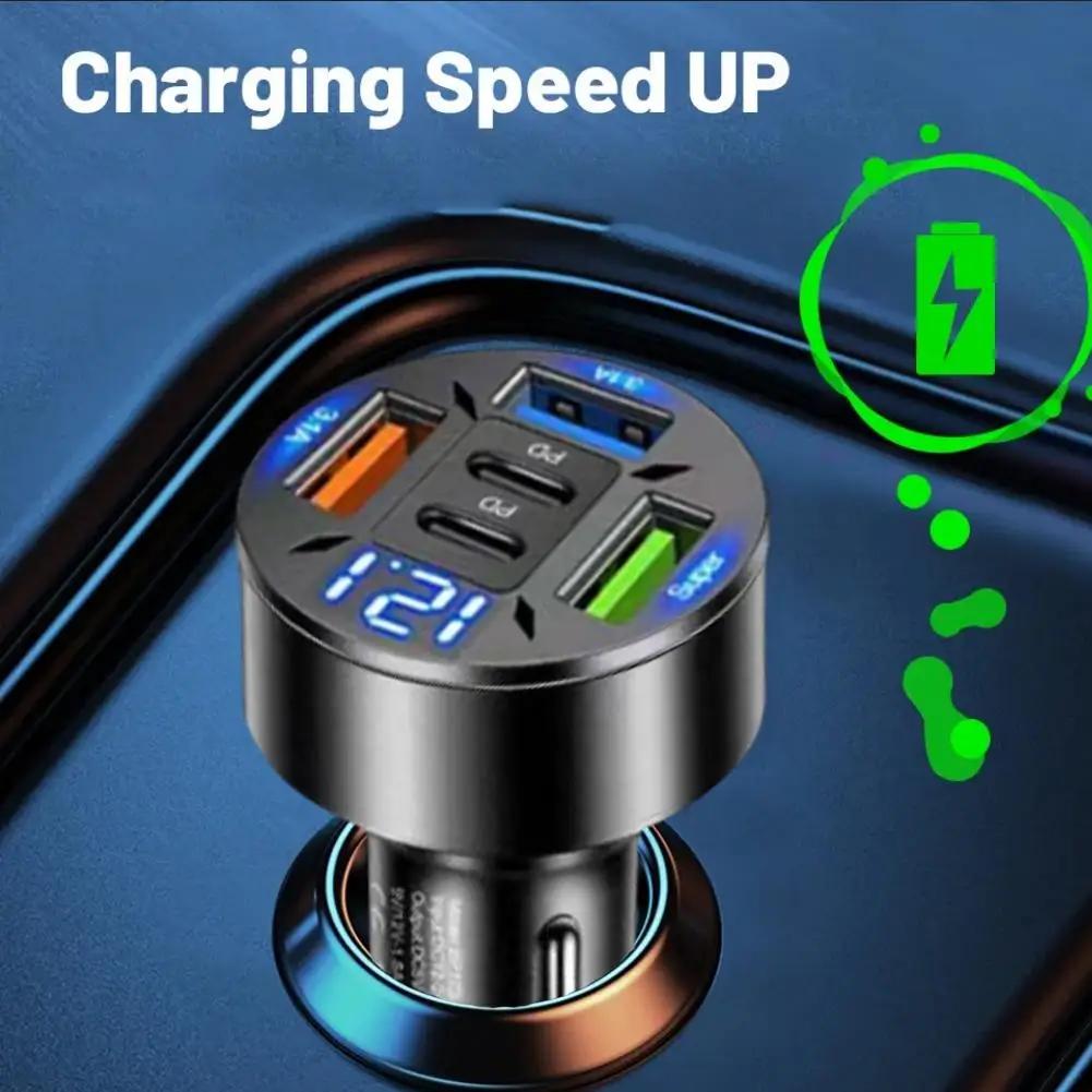 New-250W 5 Ports Car Charger Fast Charging PD QC3.0 USB C Car Phone Charger Type C Adapter In Car For IPhone